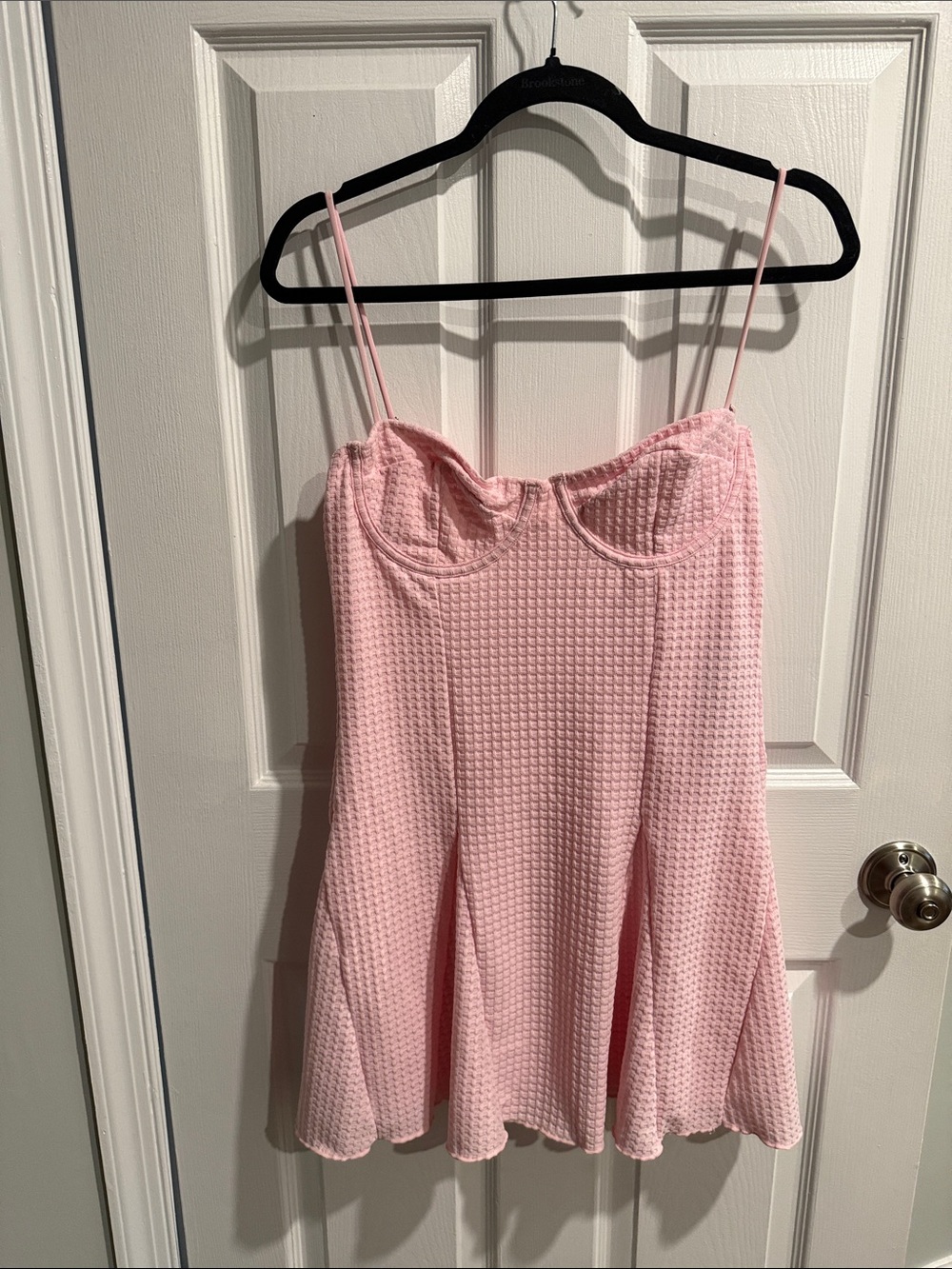 White Fox Boutique Light Pink Textured Knit Mini Dress